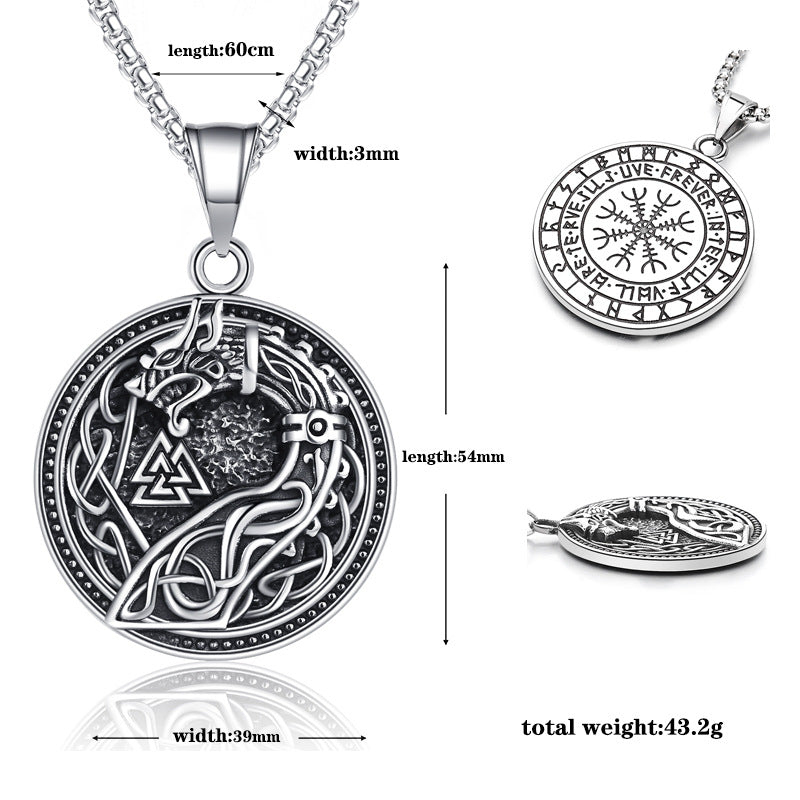 Steel Necklace – Statement Nordic Viking Wolf Head Mens Hip Hop Chain With Premium Finish By Planderful