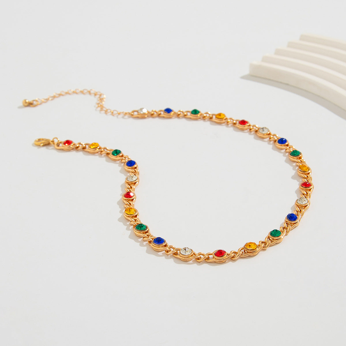 Colorful Crystal-Style Choker Necklace