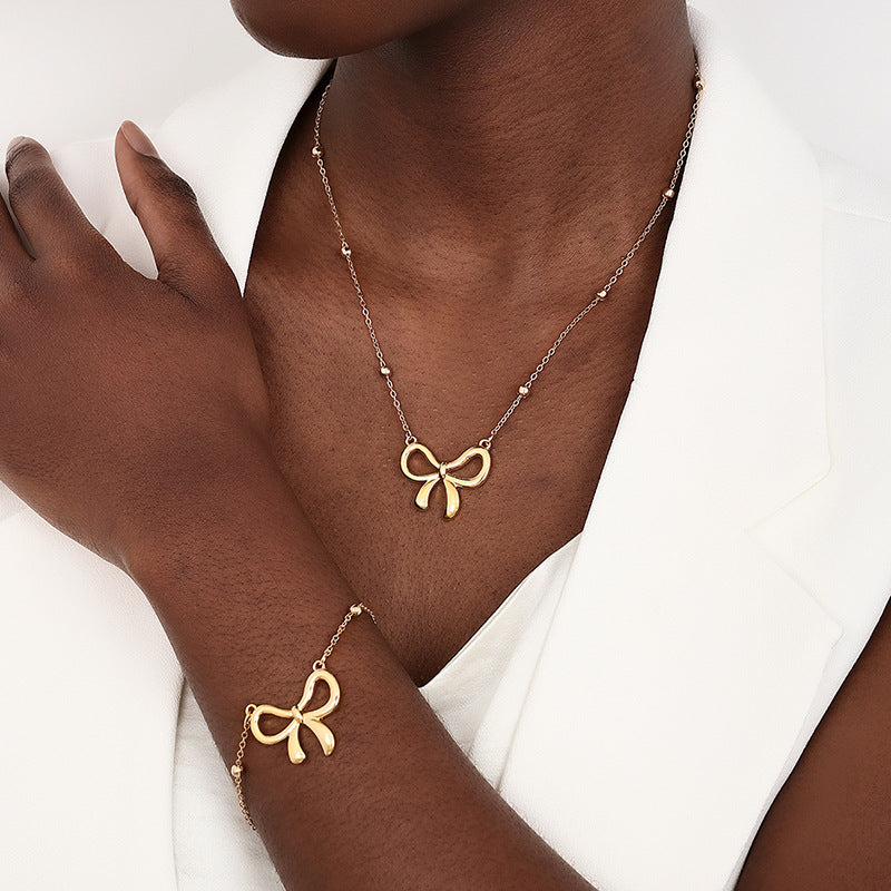 Elegant Wind Metal Bow Jewelry Set for Stylish Women