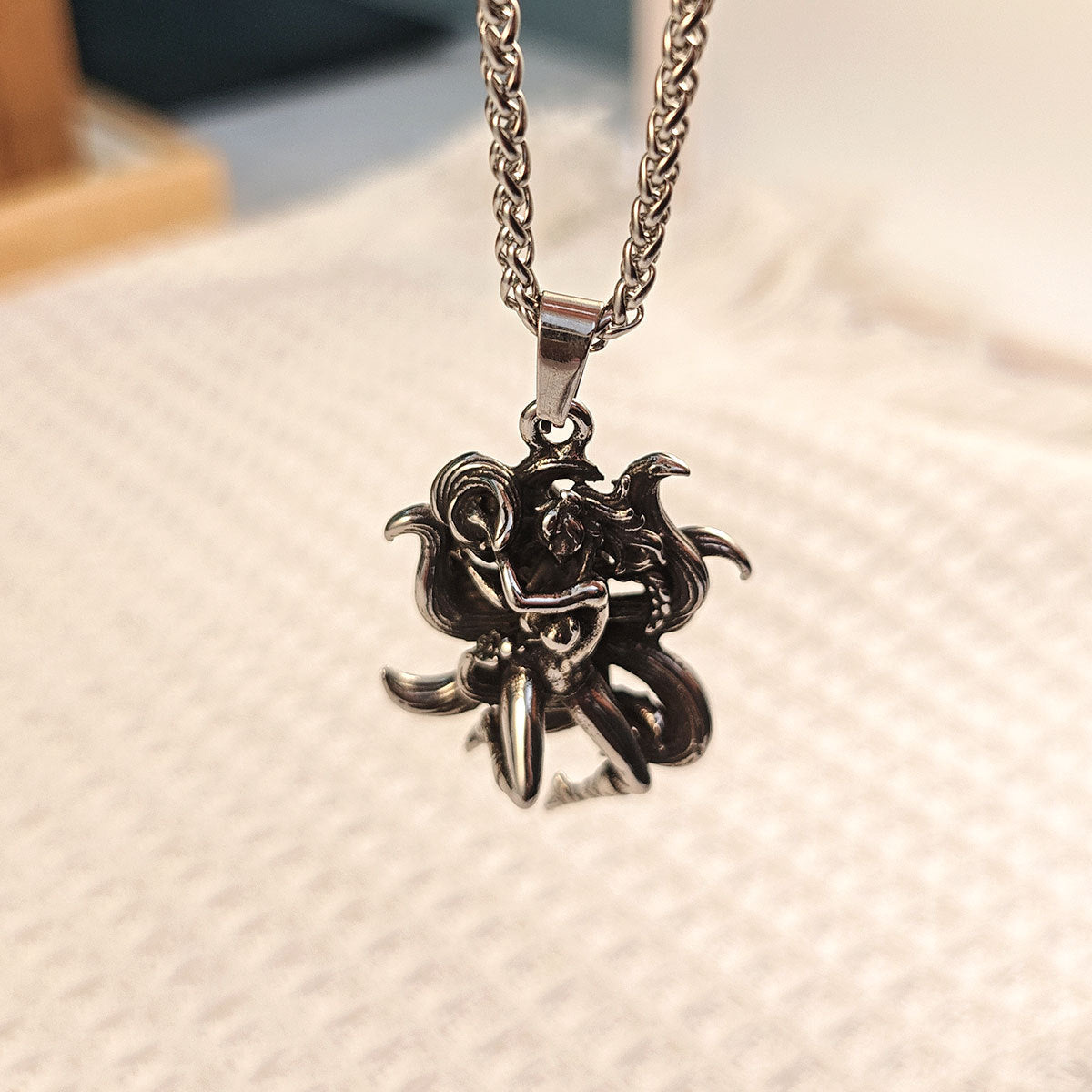 Cartoon Nine-Tailed Beautiful Fox Stainless Steel Pendant Men & Women Hip-Hop Rock Necklace