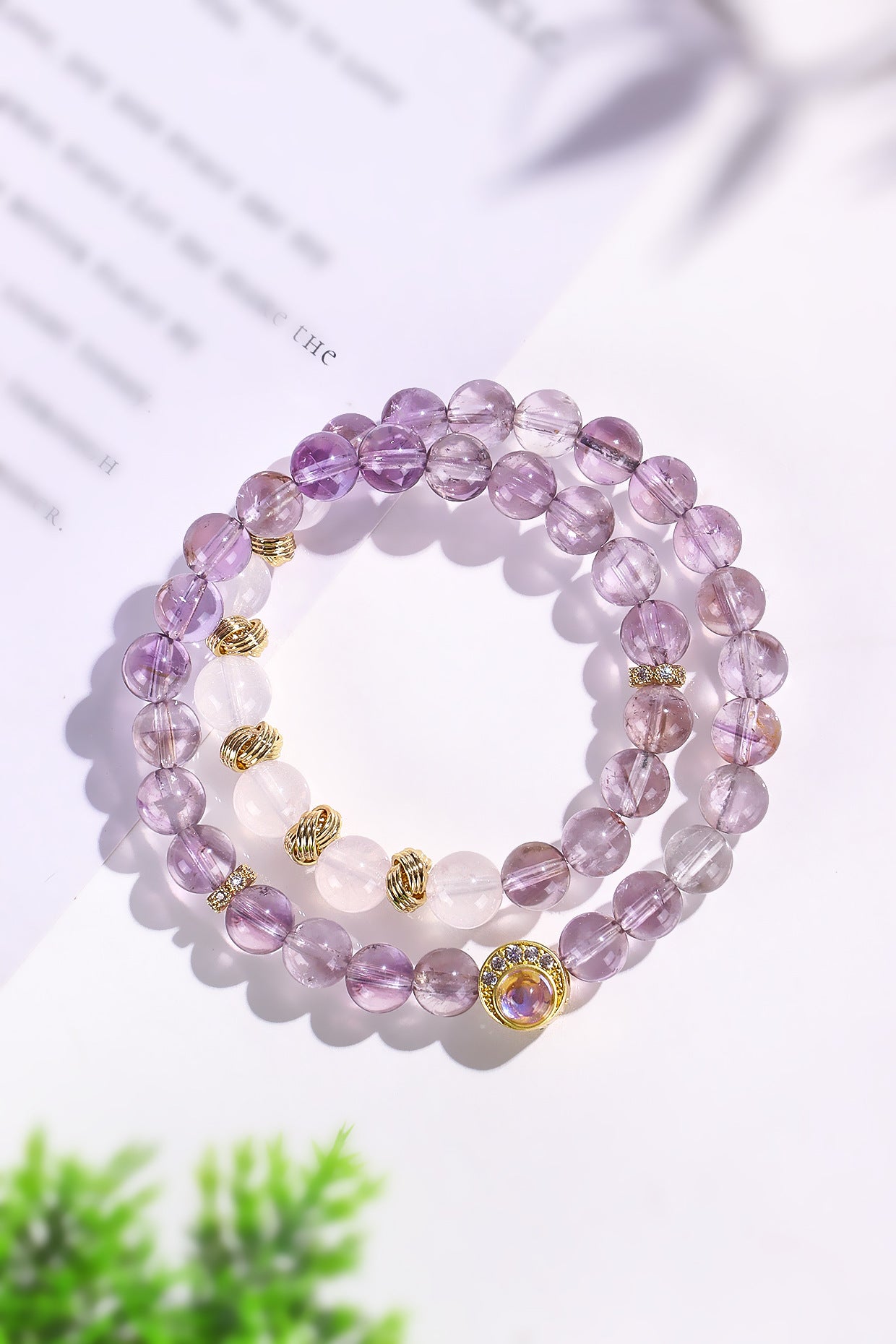 Planderful Fortune's Favor Double Circle Bracelet – Elegant Natural Crystal Design