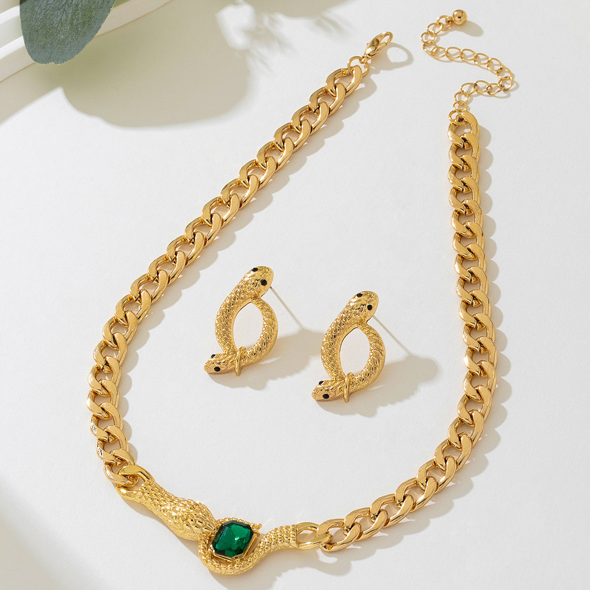 Fashionable Snake Head Necklace Earrings Set for Women