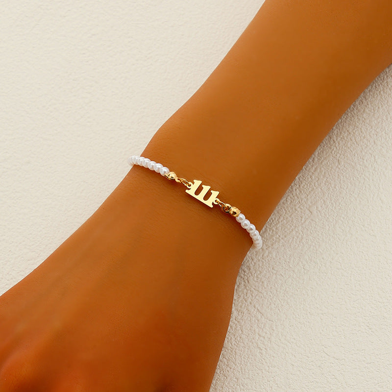 Pearl Chain Letter Pendant Bracelet - Vienna Verve Collection