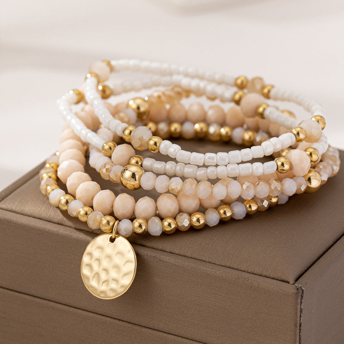 Planderful Vienna Verve 5-Piece Bohemian Bracelet Set – Stylish Woven Glass Beads