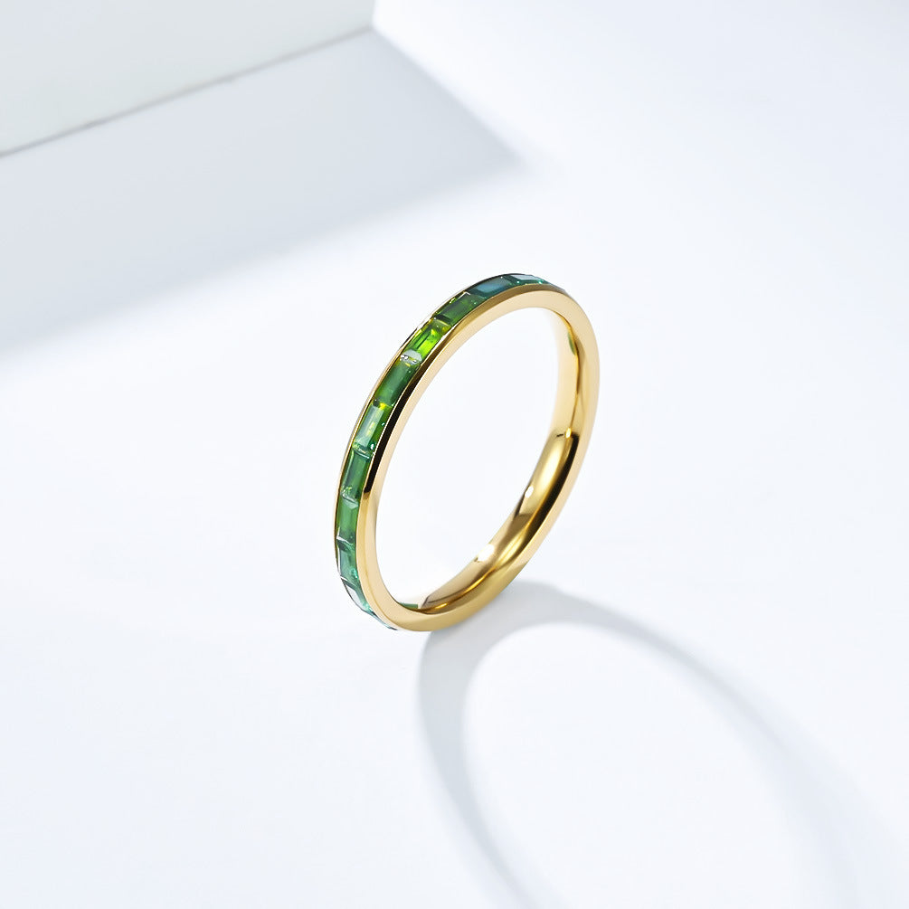 Planderful 2mm Titanium Zircon Ring For Women Everyday Genie Luxury Minimalist Hipster Jewelry