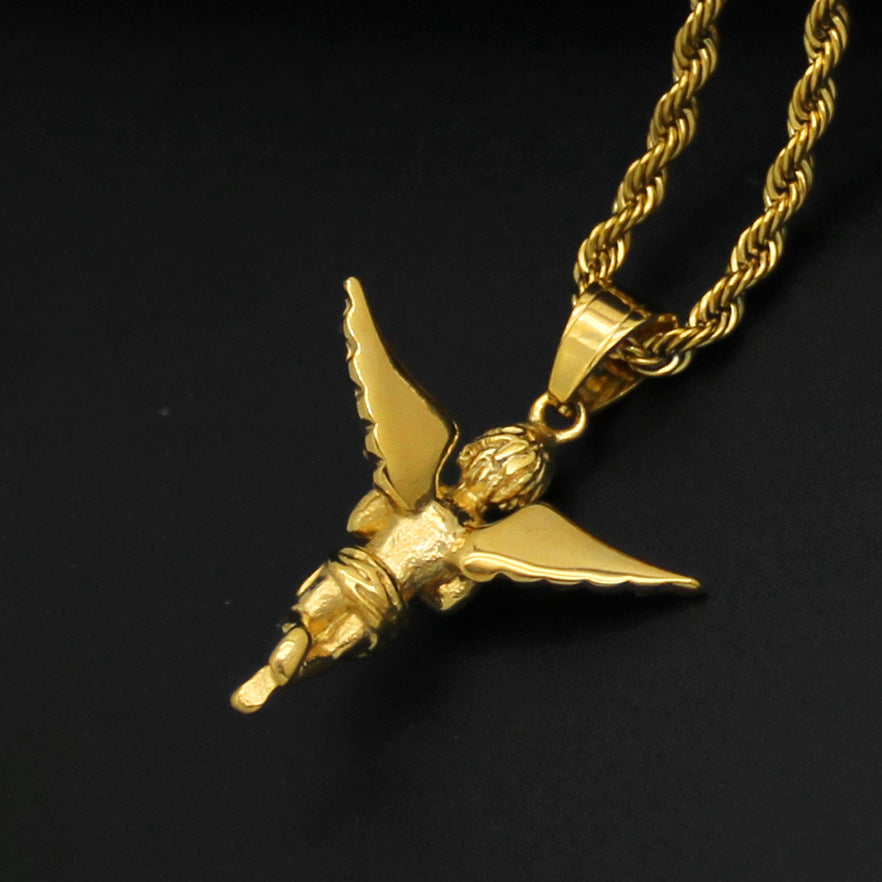 Zircon Necklace – Statement Prayer Angel Pendant