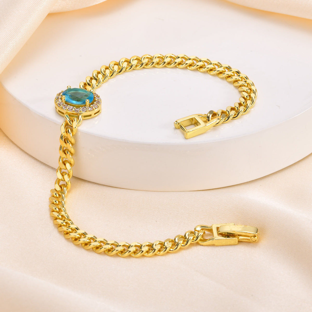 Copper Zircon Bracelet Gold Women's