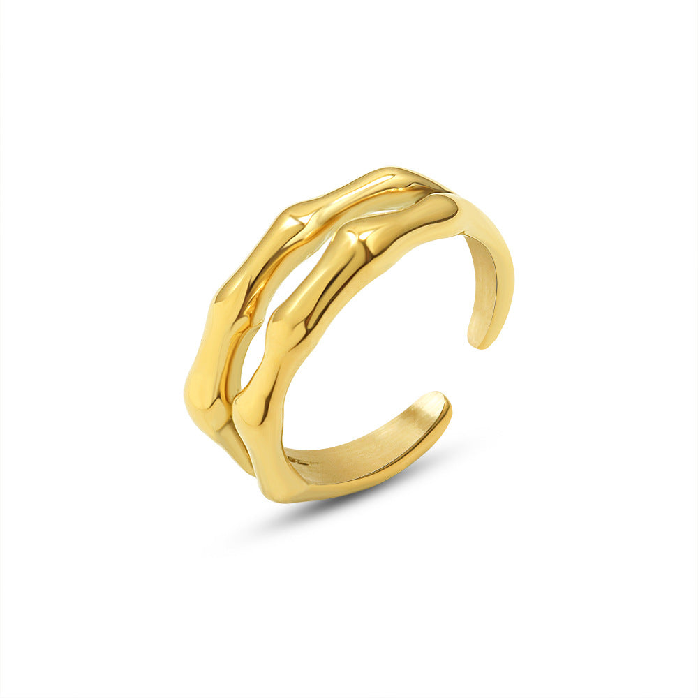 Golden Glow Double-Layer Bamboo Joint Ring