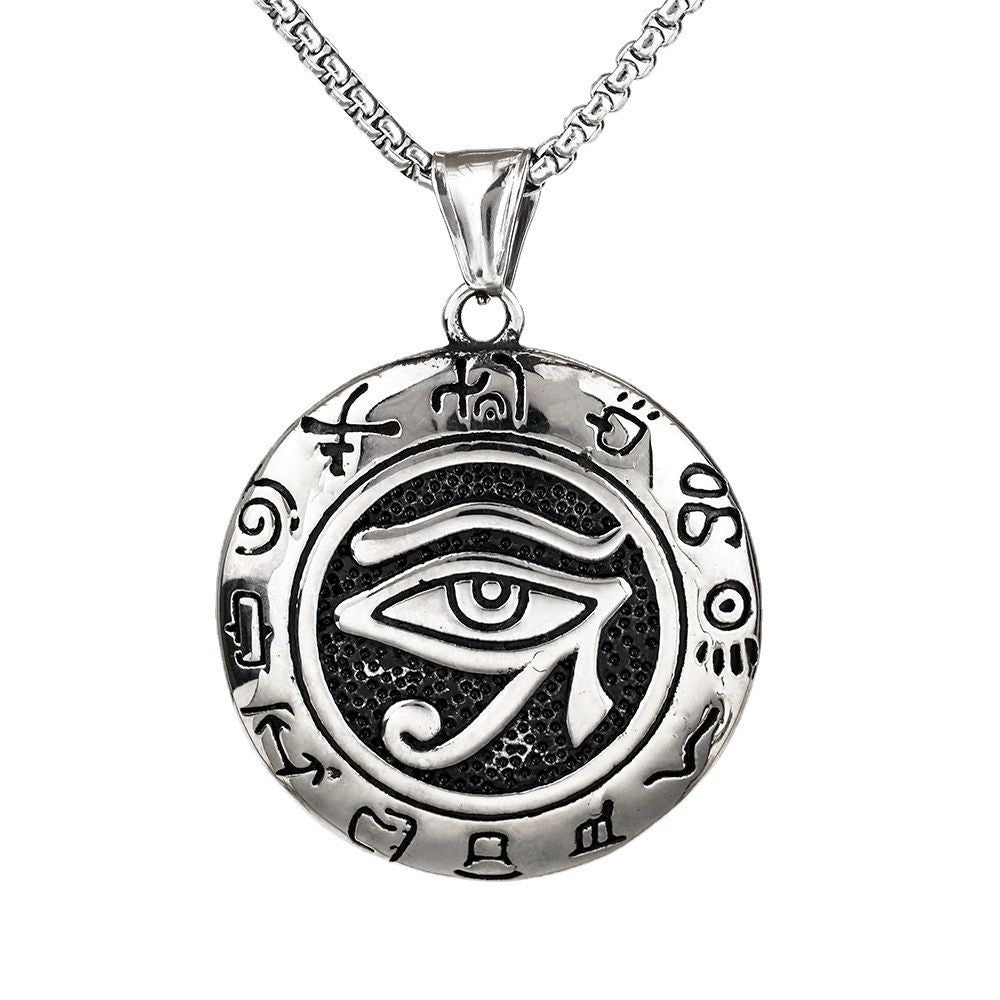 Vintage Men's Ancient Egyptian Eye of Horus Pendant Necklace