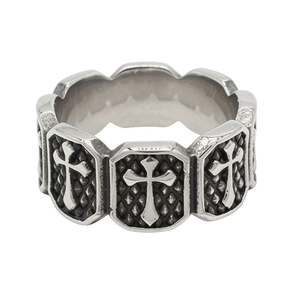 Planderful Everyday Genie Titanium Steel Cross Ring For Men Unisex Durable Retro Statement