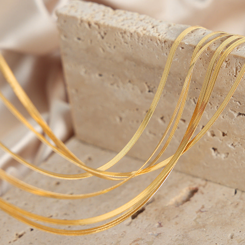 Noble Titanium Snake Bone Chain Necklace with a Touch of Elegance