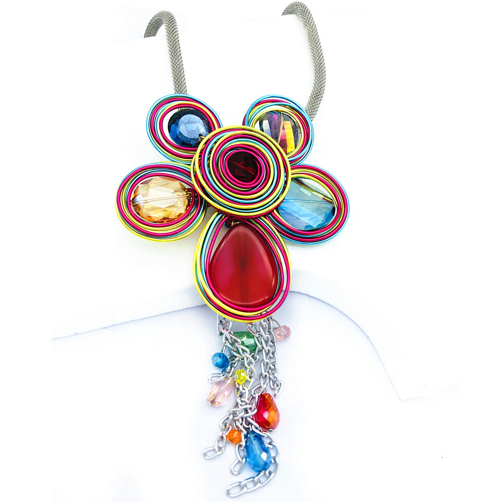 Planderful Savanna Rhythms Necklace Set – Handmade Glass and Alloy Design