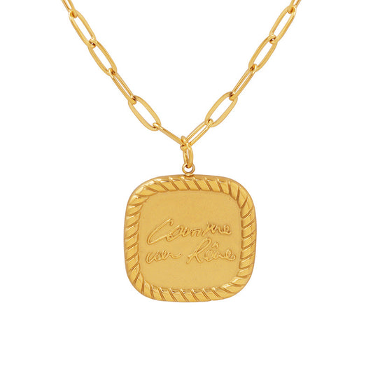 Chic English Letter Necklace with 18K Gold Plating - Elegant Genie Collection Piece