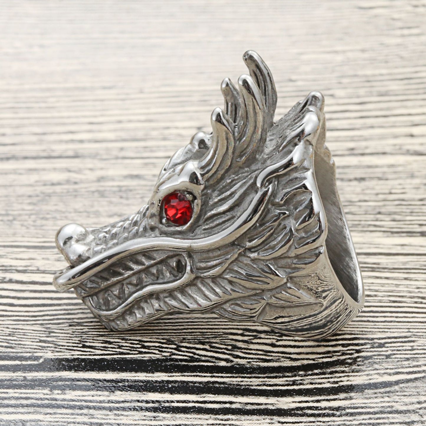 Titanium Steel Retro Punk Dragon Head Ring for Men - Trendy Stainless Steel Design
