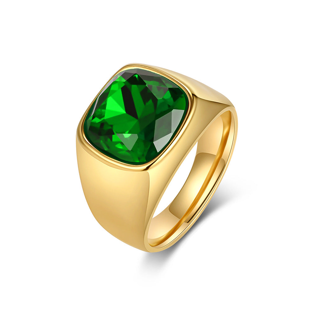 Black Gemstone Zircon Stainless Steel Ring Unisex