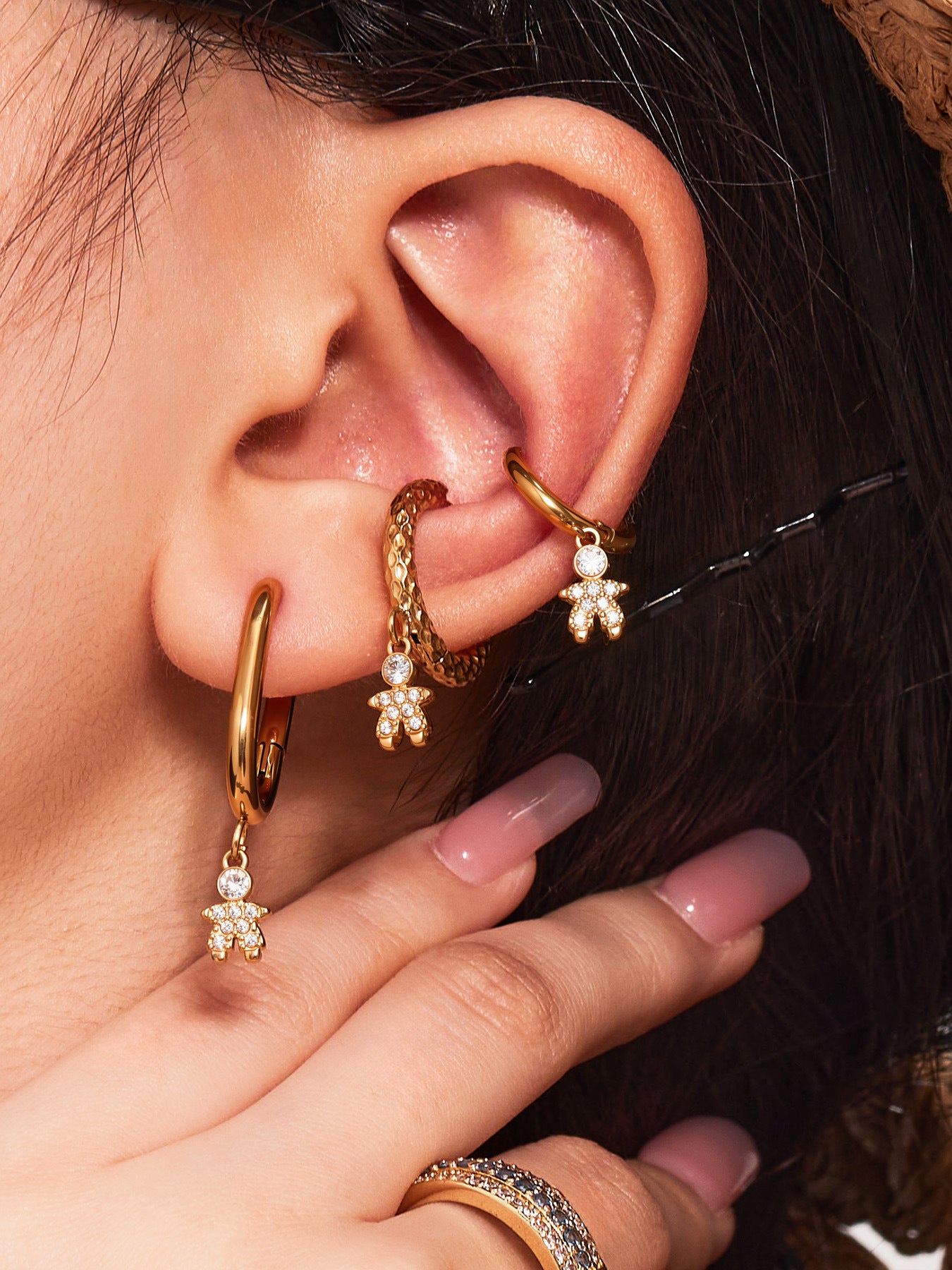 Planderful Little Prince Zircon Earrings Stainless Steel Women