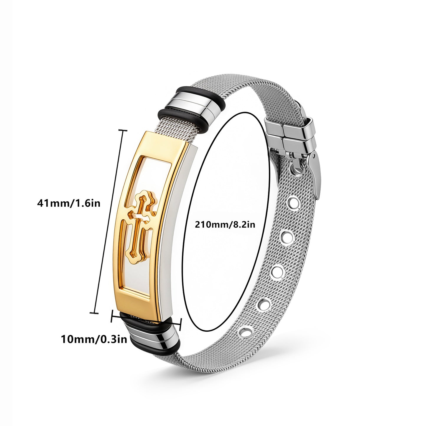 Planderful Mens Cross Mesh Belt Bracelet Stainless Steel Street Style Durable Accessory