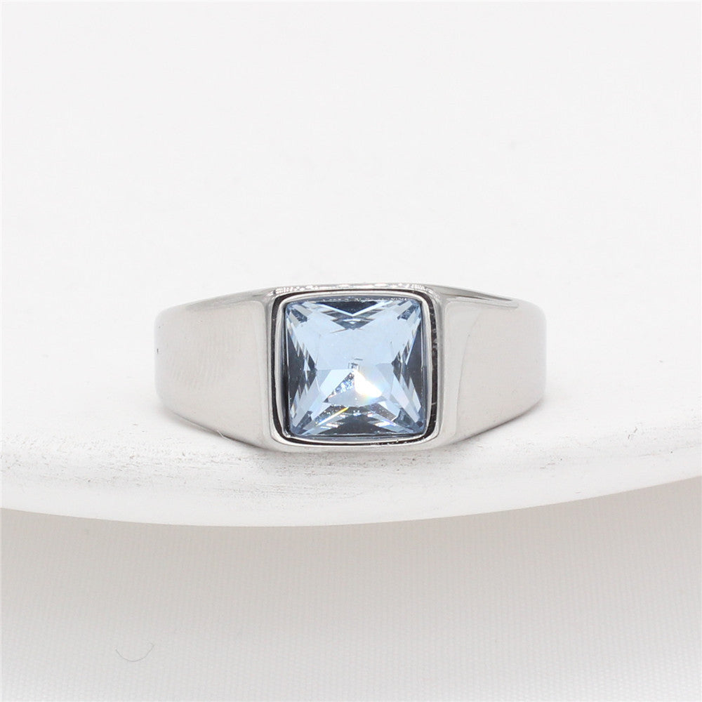 Planderful Square Zircon Titanium Ring Unisex For Men And Women Minimalist Everyday Gear