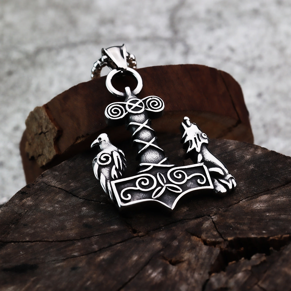 Viking Wolf Stainless Steel Men's Pendant Necklace