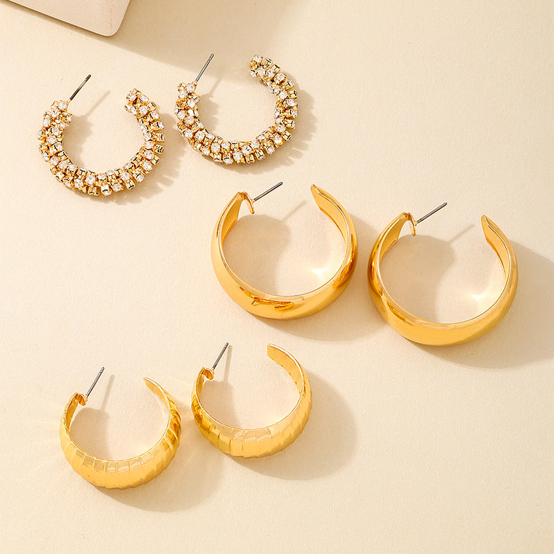 Planderful Vienna Verve Earrings Set – Elegant Metal Texture with Flash Zircon Accents