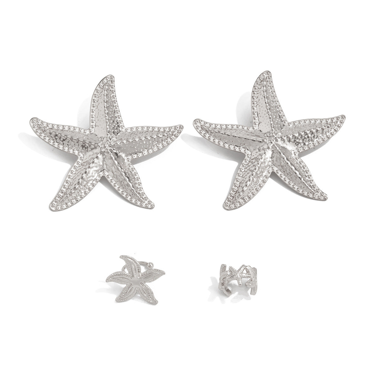 Planderful Vienna Verve Starfish Ear Clips Set For Boho Beach Vacation Lovers Lightweight Statement Jewelry