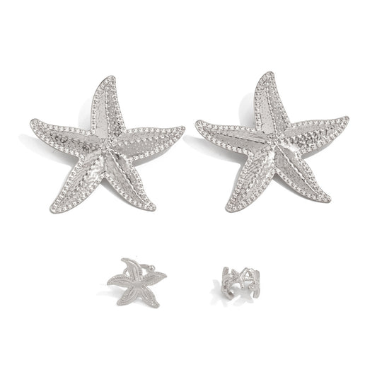 Planderful Vienna Verve Starfish Ear Clips Set For Boho Beach Vacation Lovers Lightweight Statement Jewelry