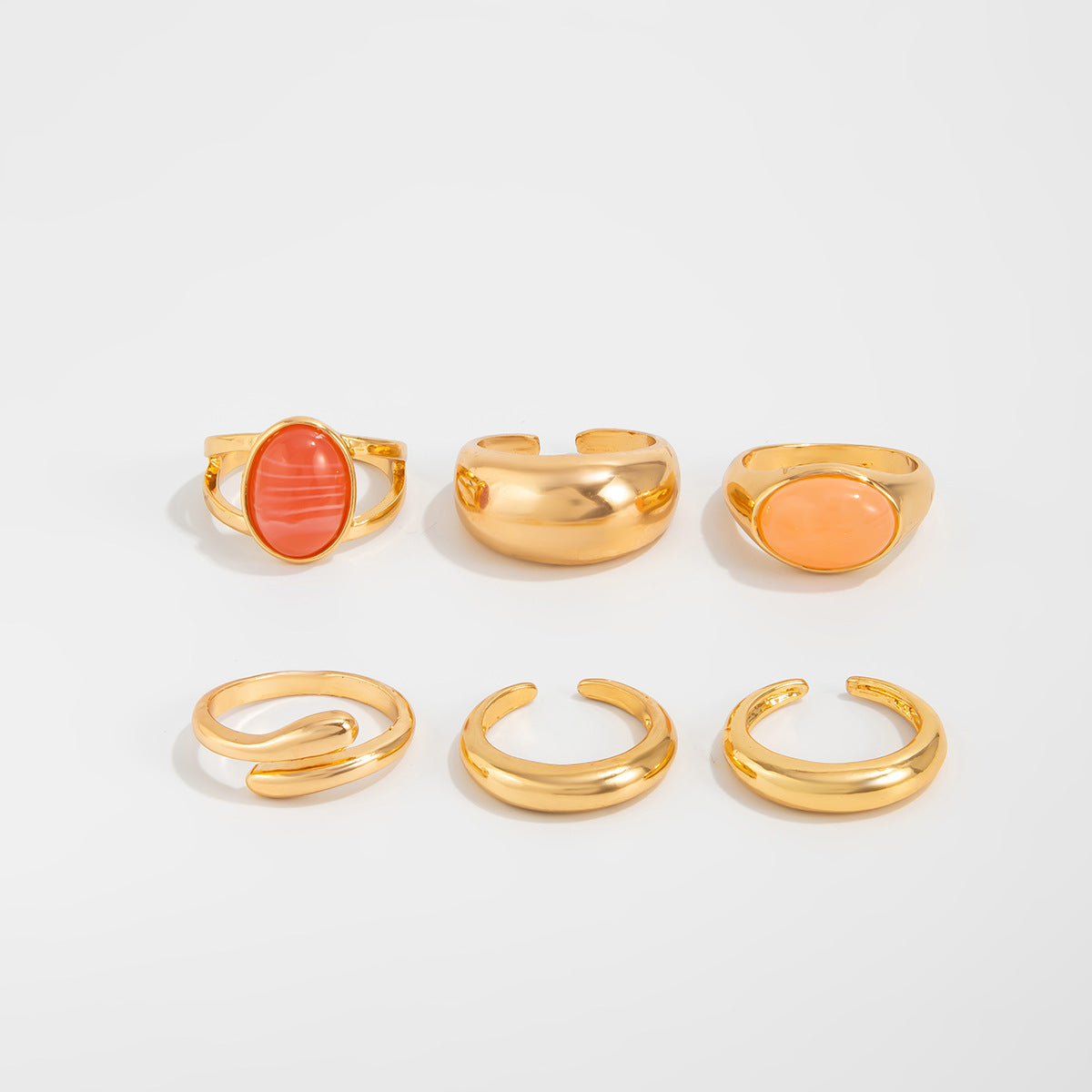 Planderful Vienna Verve Gemstone Ring Set Stackable Lava Rings For Bold Fashion Lovers Statement Jewelry