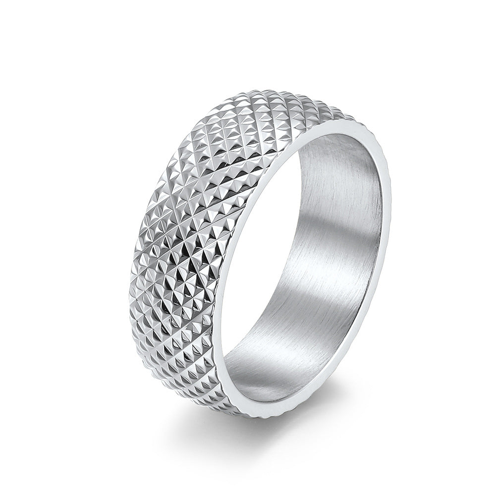 Stainless Steel Rhombus Men's Ring in Titanium Steel