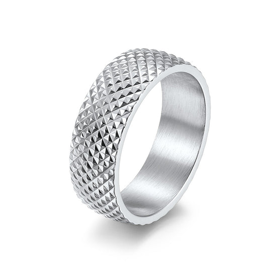 Stainless Steel Rhombus Men's Ring in Titanium Steel
