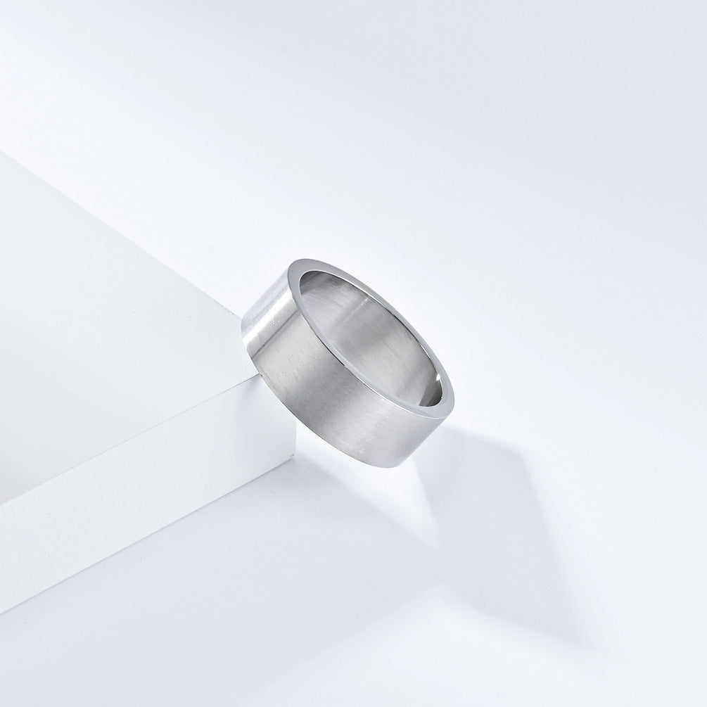 Matte Brushed Gray Ancient Silver Stainless Steel Ring for Men