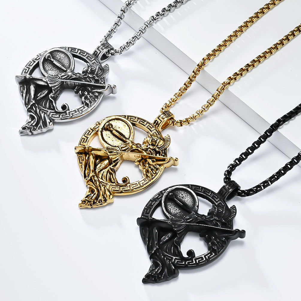 Planderful Greek Mythical Warrior Muse Durable Titanium Steel Necklace For Women Bold Minerva Pendant