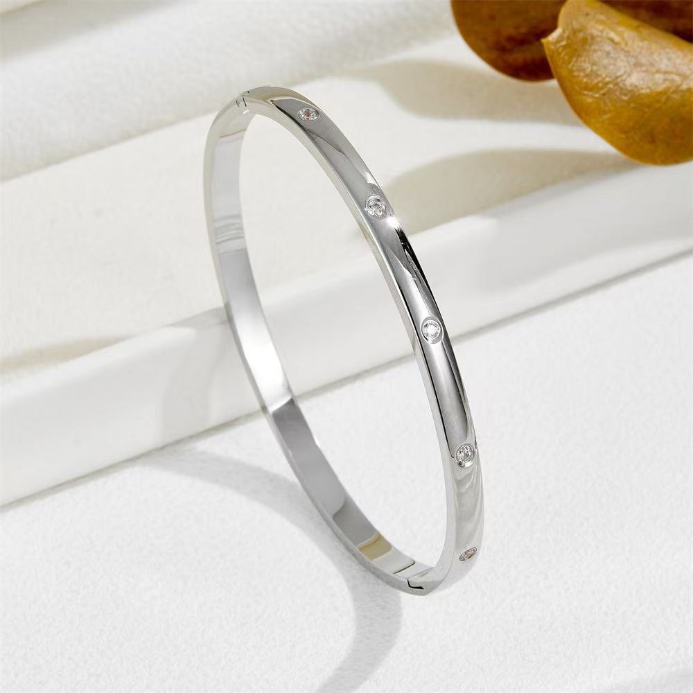 Planderful Jewelry Stainless Steel Zircon Six-Pointed Star Buckle Bracelet For Women