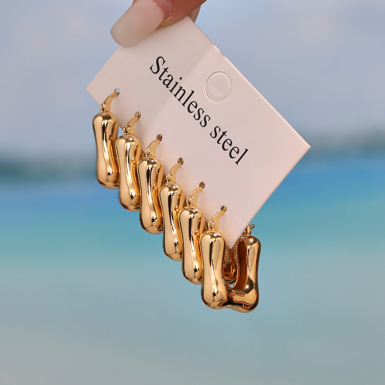 Planderful U Shaped Earrings Geometric 18K Gold Women