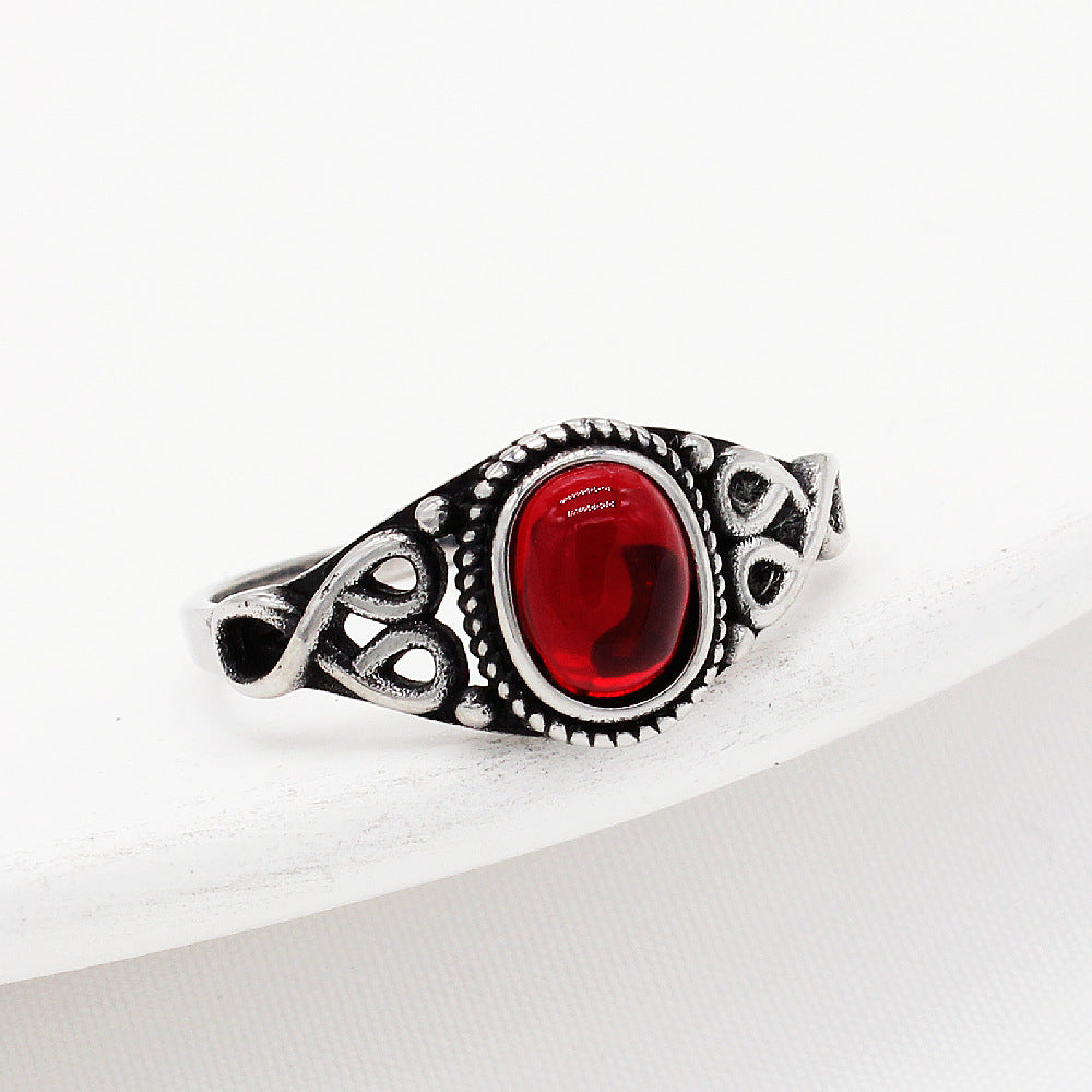 Personalized Retro Oval Gemstone Titanium Steel Ring For Women And Unisex By Planderful Everyday Genie