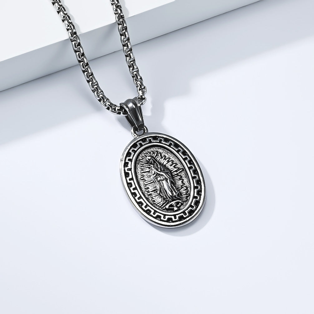 Planderful Madonna Portrait Necklace Unisex Retro Hip Hop Style Pendant For Bold Fashion Lovers