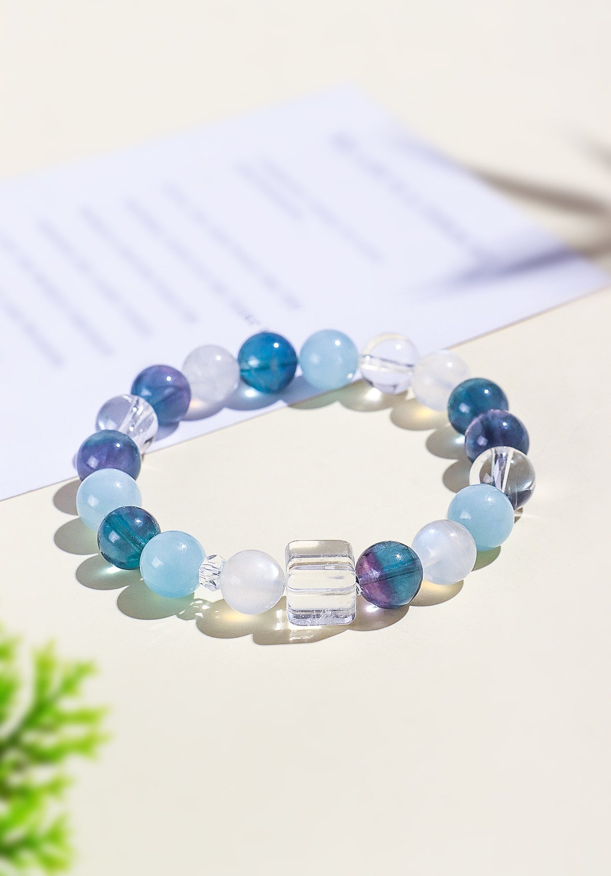 Planderful Fortune's Favor Bracelet – Elegant Natural Aquamarine and Fluorite Design