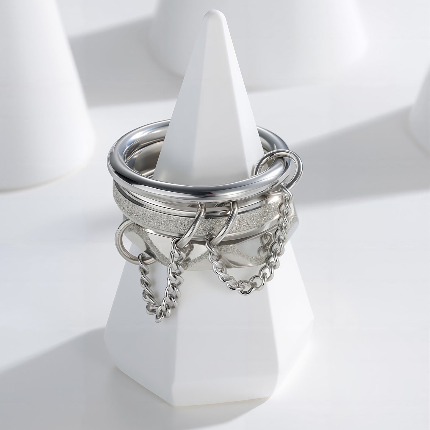 Planderful Stainless Steel Stacked Ring Unisex Jewelry