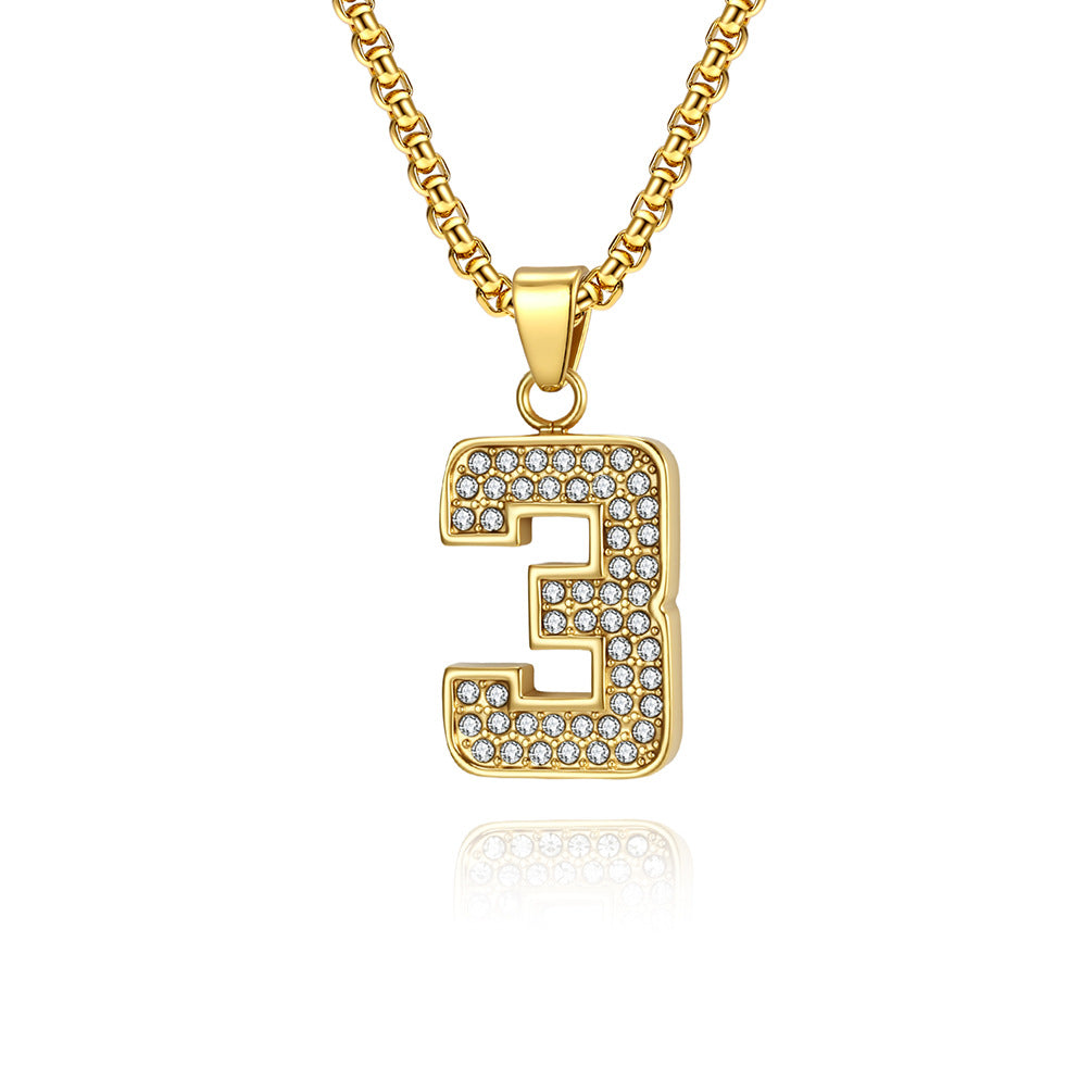 Stainless Steel Number Pendants — Chain Optional