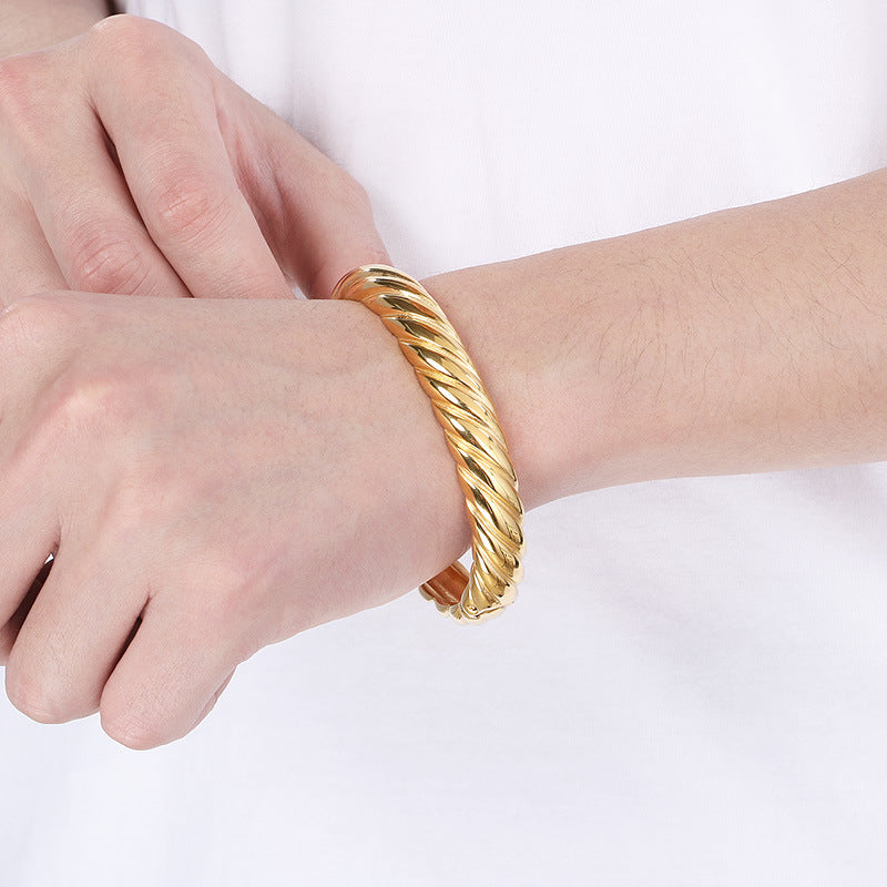 Planderful Men C Shaped Hipster Bracelet 18k Gold Plated