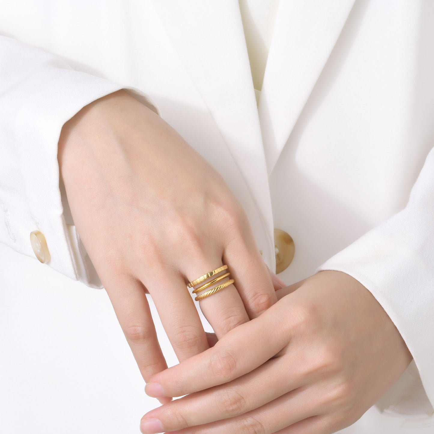 Titanium Steel Geometric Ring Gold Women's Jewelry Open Ring