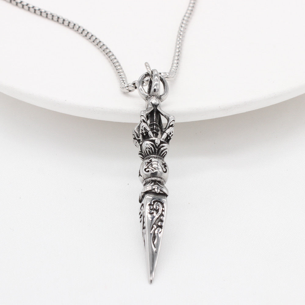 Planderful Vajra Pestle Pendant Necklace For Men Stainless Steel Body Protection Hip Hop Style Jewelry