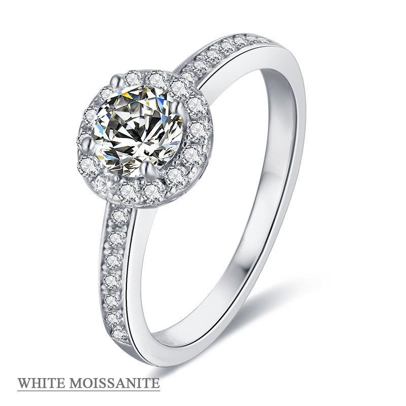 Amazon Cross-Border Explosive Ring S925 Sterling Silver Moissanite Wedding Ring