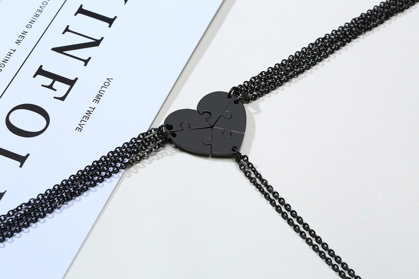 European and American Graduation Friendship Necklace Women's Stainless Steel Love Puzzle Pendant