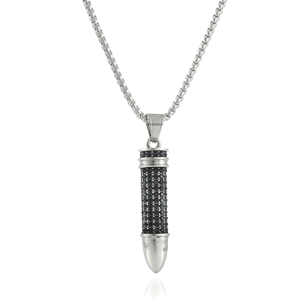 European And American Stainless Steel Bullet Pendant Necklace