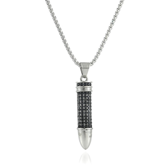 European And American Stainless Steel Bullet Pendant Necklace
