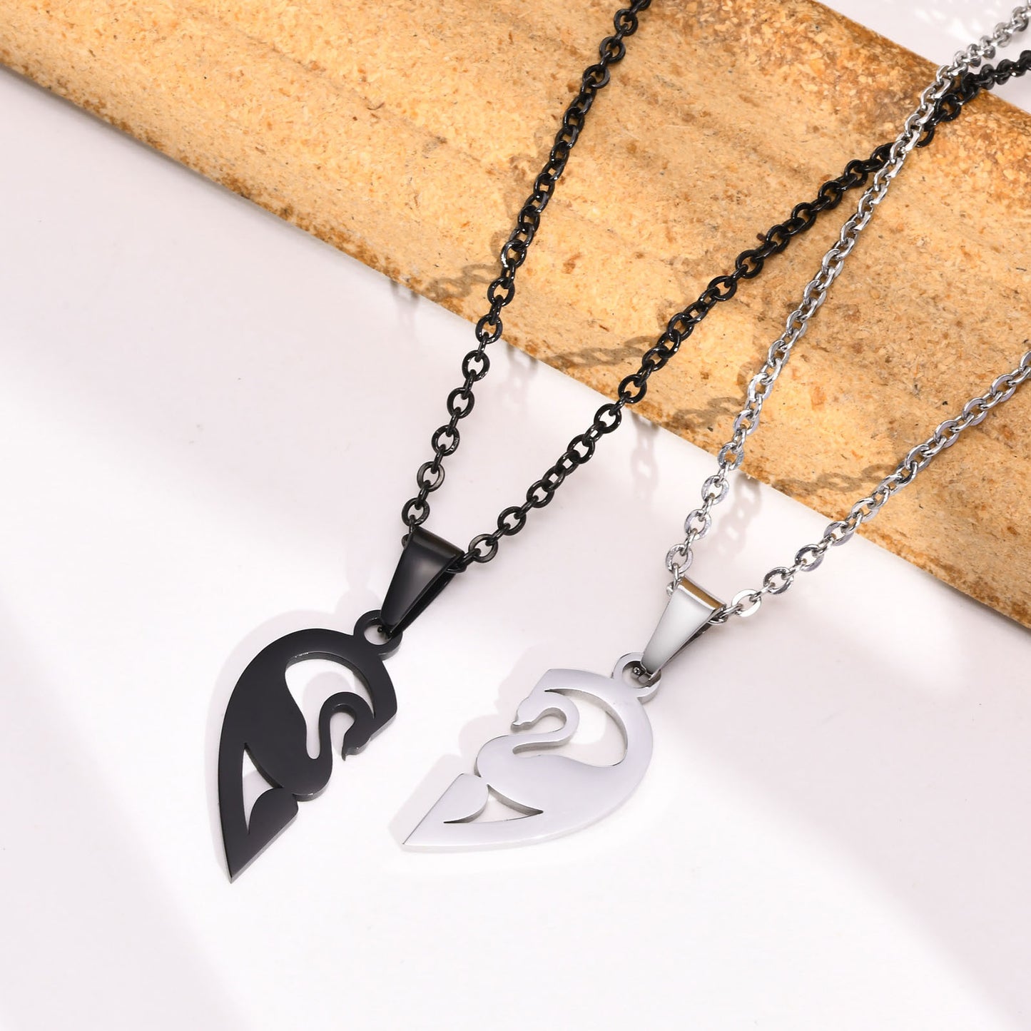 Couple Pendant Stainless Steel Dolphin Puzzle Swan Heart