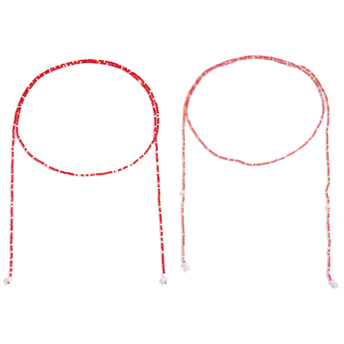 Long Winding Y-Shaped Fringed Pearl Necklace Holiday Style Red Rice Beads Beaded