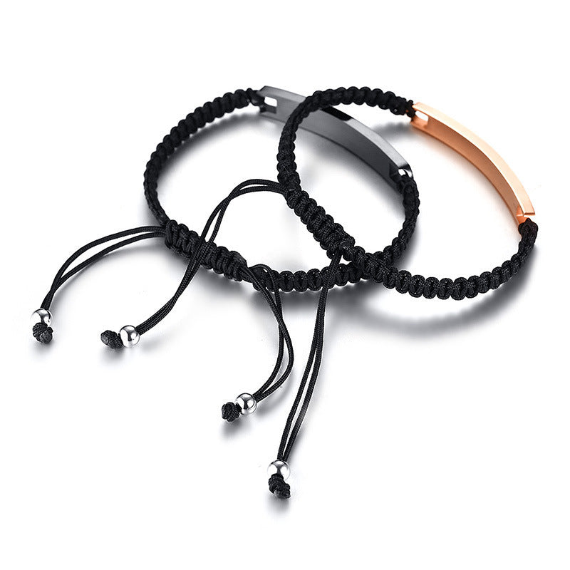 Zircon Braided Stainless Steel Bracelet Unisex