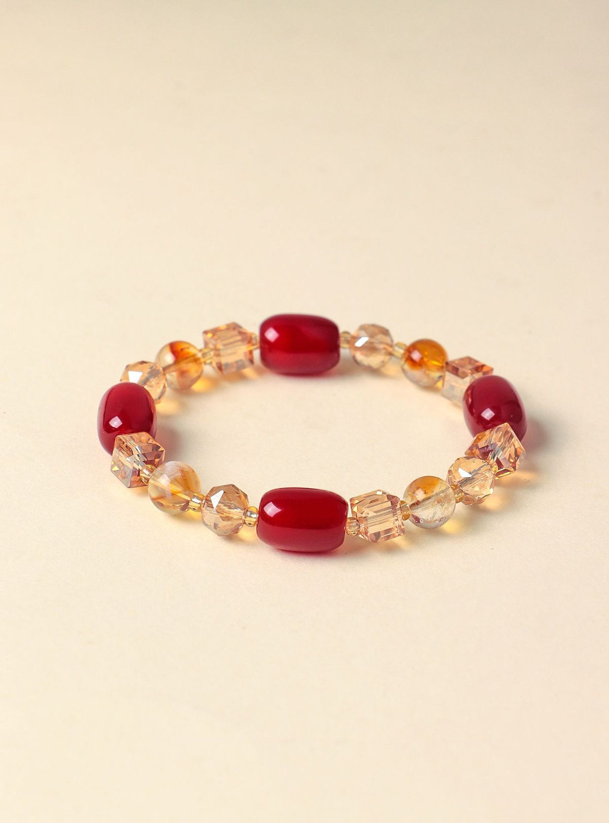 Agate Crystal Barrel Bead Bracelet