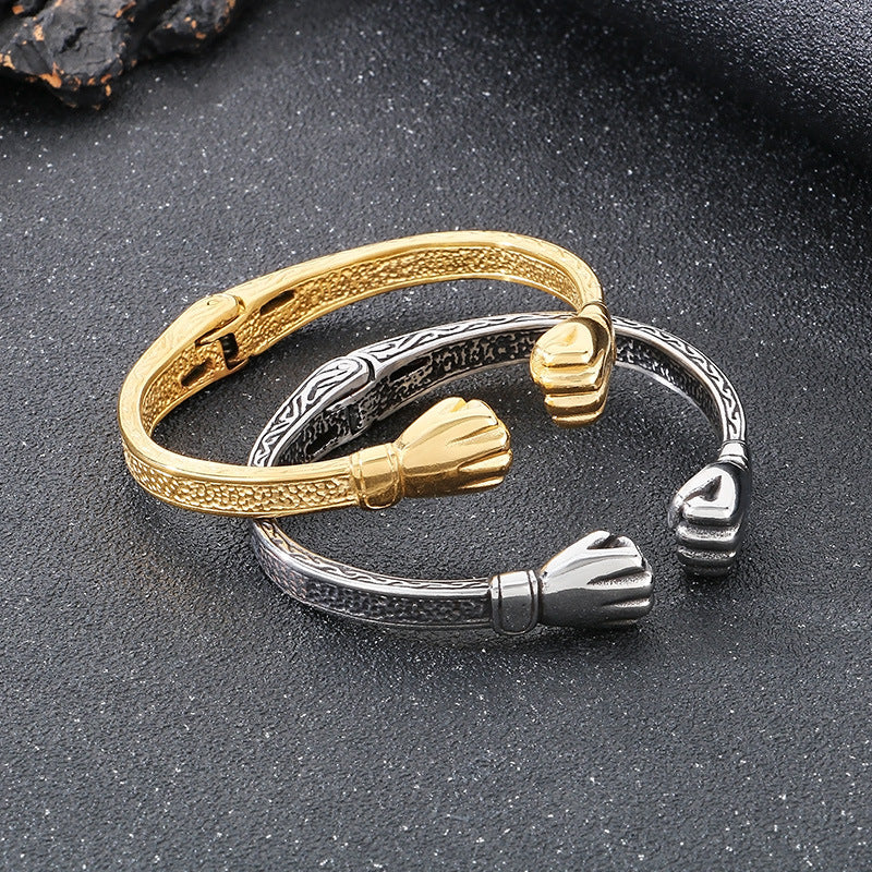 Planderful Genie Retro Men Stainless Steel Boxer Bracelet